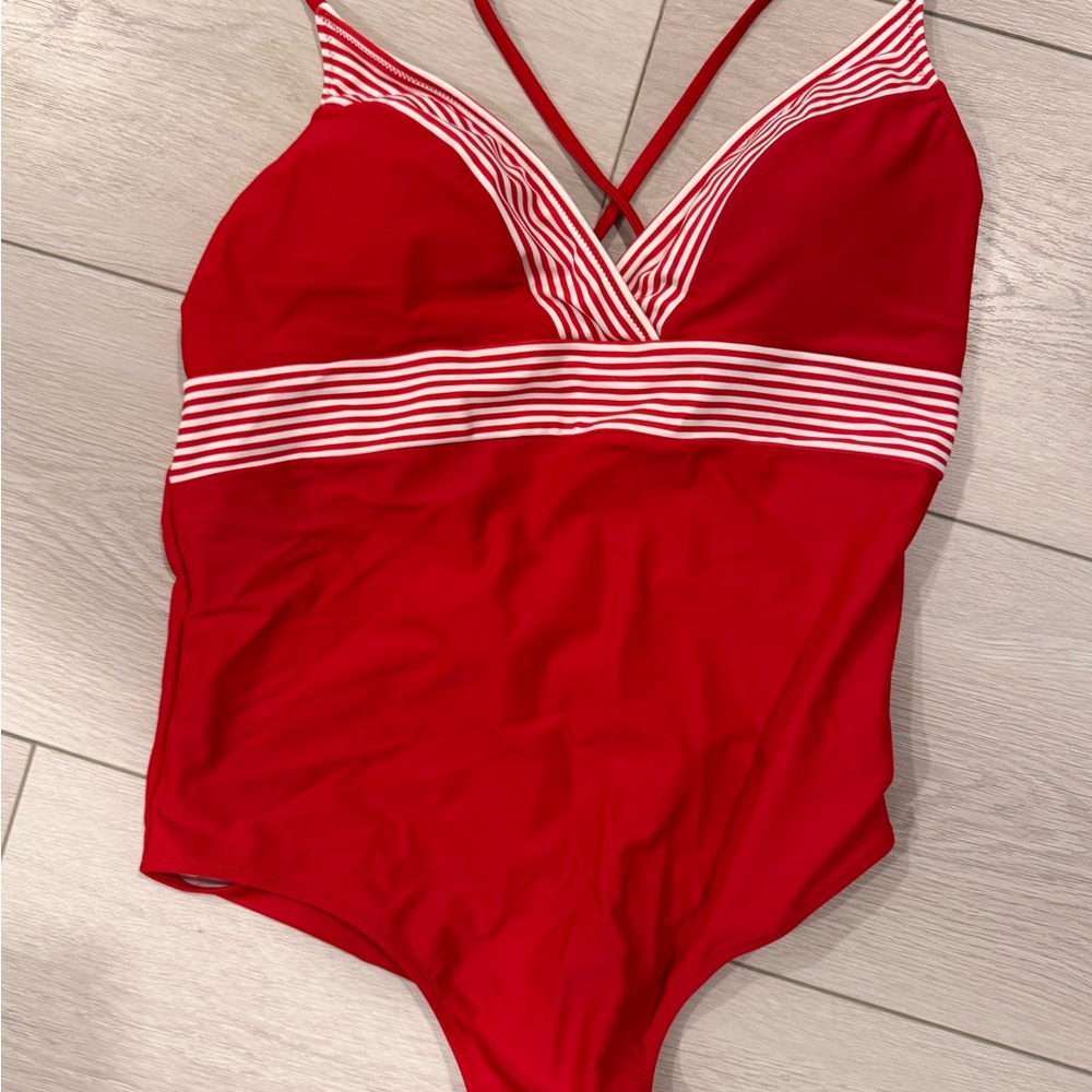 Vineyard vines Red Striped One-Piece Swimsuit